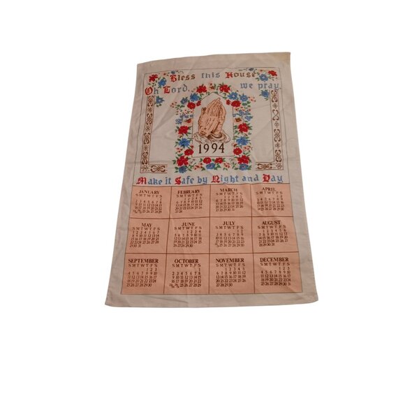 1994 Cotton Tea Towel Praying Hands Bless House Birth Year or Anniversary Gift - Picture 5 of 7